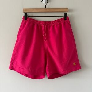Carhartt WIP Chase Swim Trunks Mens M Pink Mesh Lined Beach Pool Logo I026235